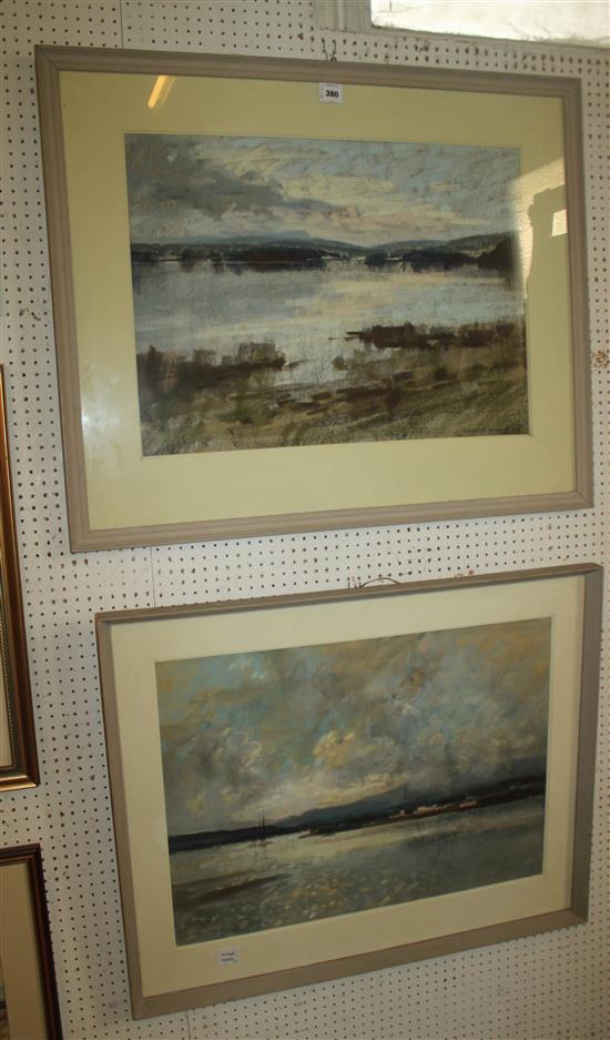 Aubrey R. Phillips, two pastel landscapes